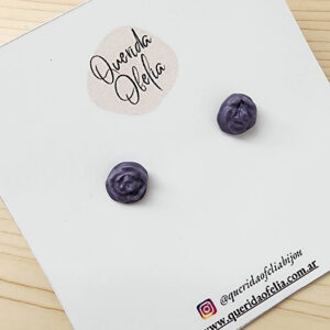 Aros hechos a mano Rosa Mini, en porcelana fría y acero quirúrgico hipoalergénico, bijouterie exclusiva para mujeres