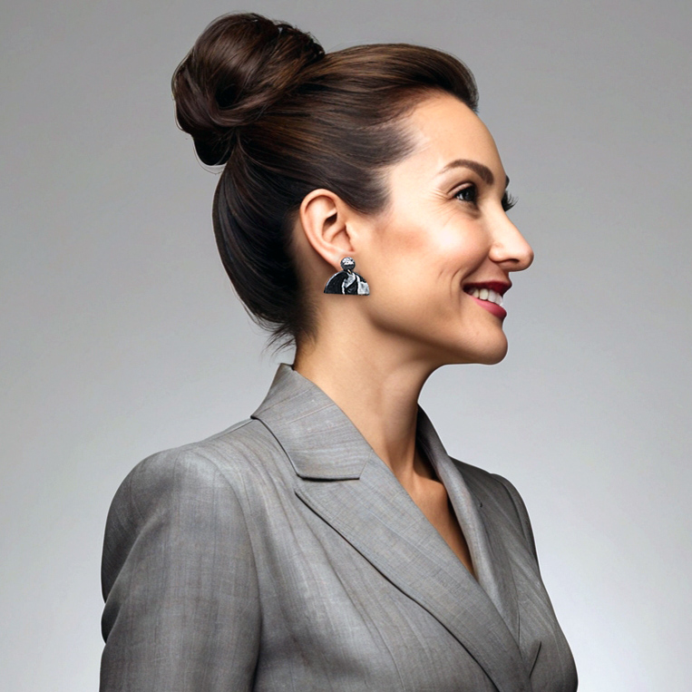 Aros Semicirculares Hipoalergénicos Artesanales Aros semi-circulares marmolados de acero quirúrgico hipoalergénicos hechos a mano