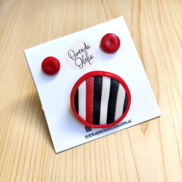 Aros y Anillo de porcelana fría, bijouterie artesanal, acero quirúrgico hipoalergénico, exclusivo para mujeres, regalo con actitud.