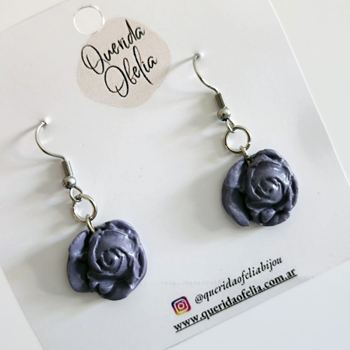 Aros Colgantes Rosa en Acero Quirúrgico Hipoalergénicos Aros colgantes rosa en porcelana fría, bijouterie artesanal para mujer, hecho a mano