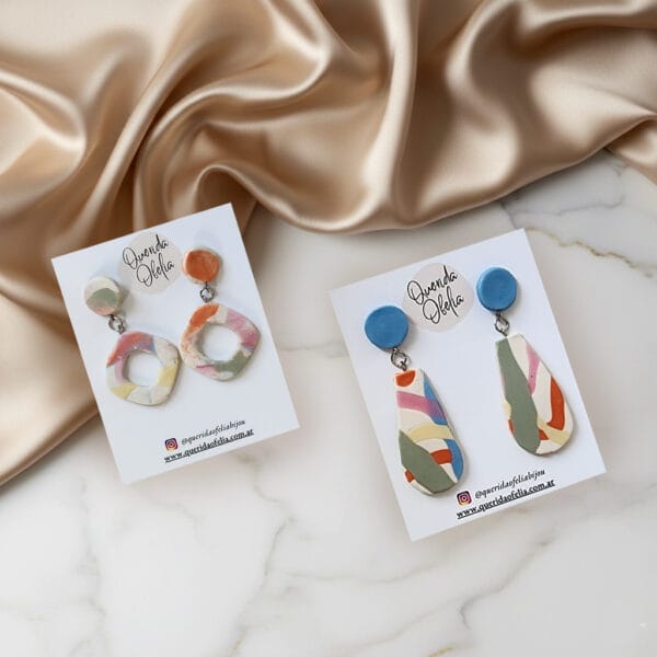 Combo Duo de Aros Artesanales multicolor