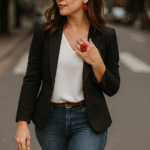 Acero quirúrgico bijouterie: qué es y por qué elegirlo Mujer elegante cruzando la calle