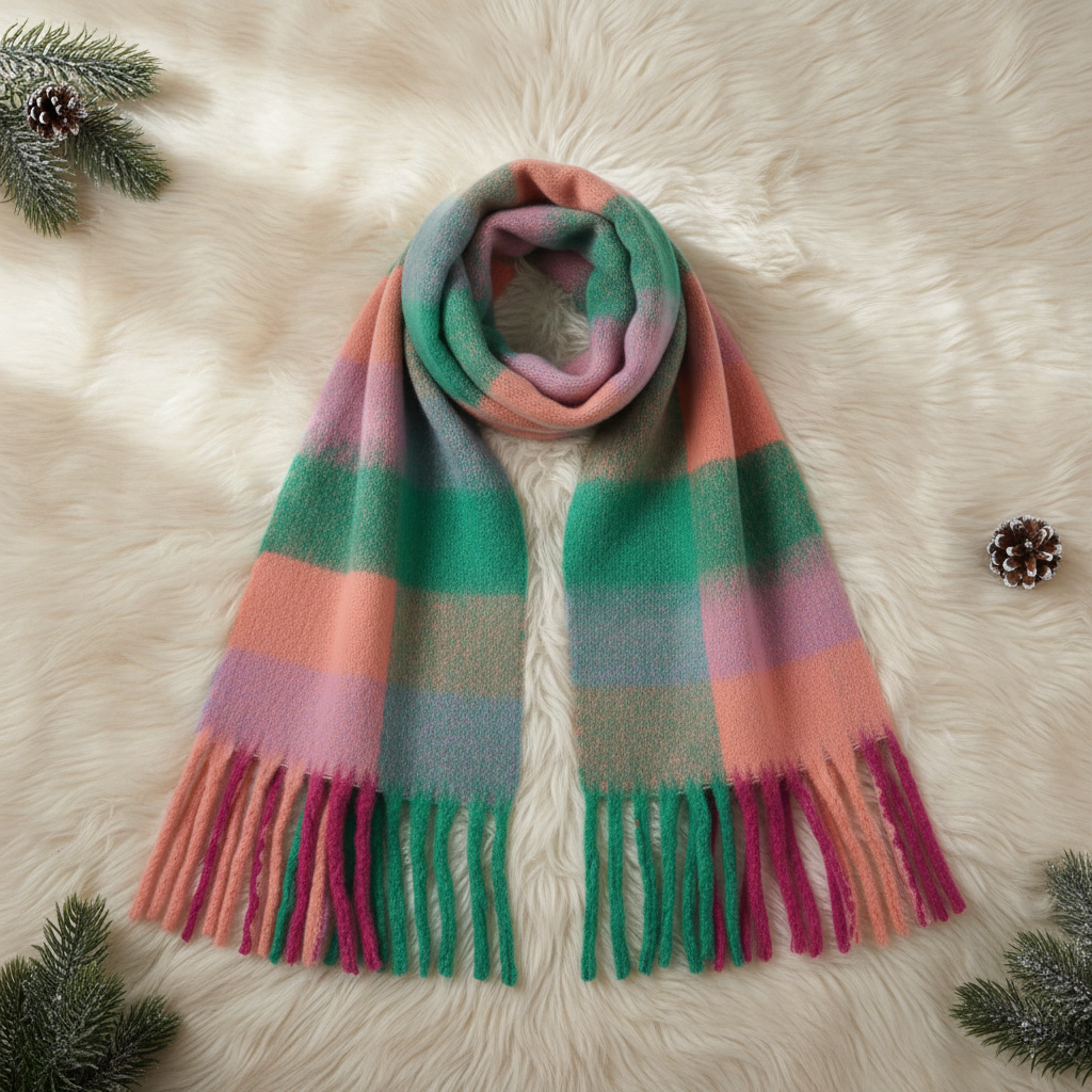 Bufanda a Cuadros Mujer | Suave, Abrigada y Versátil Bufanda a Cuadros Mujer | Suave, Abrigada y Versátil