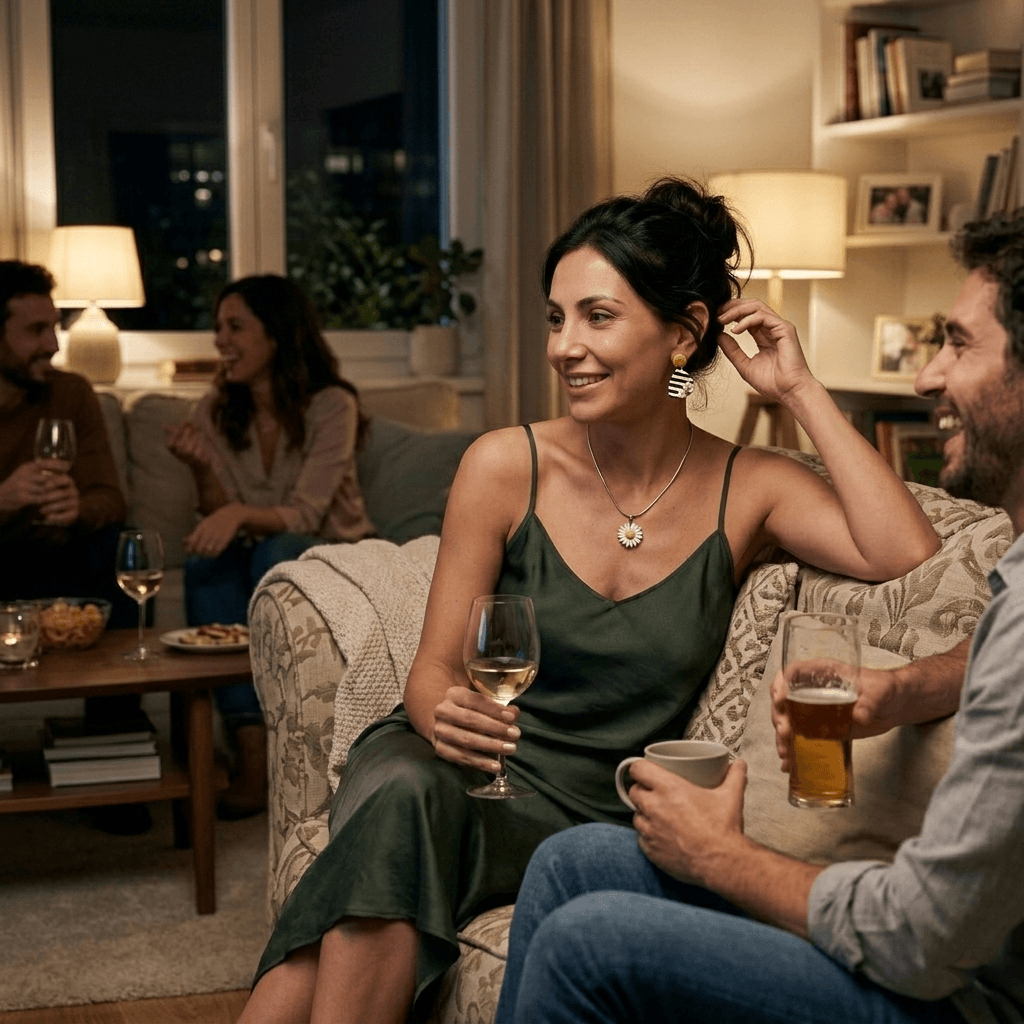 aros y collar margarita accesorios atemporales para mujer