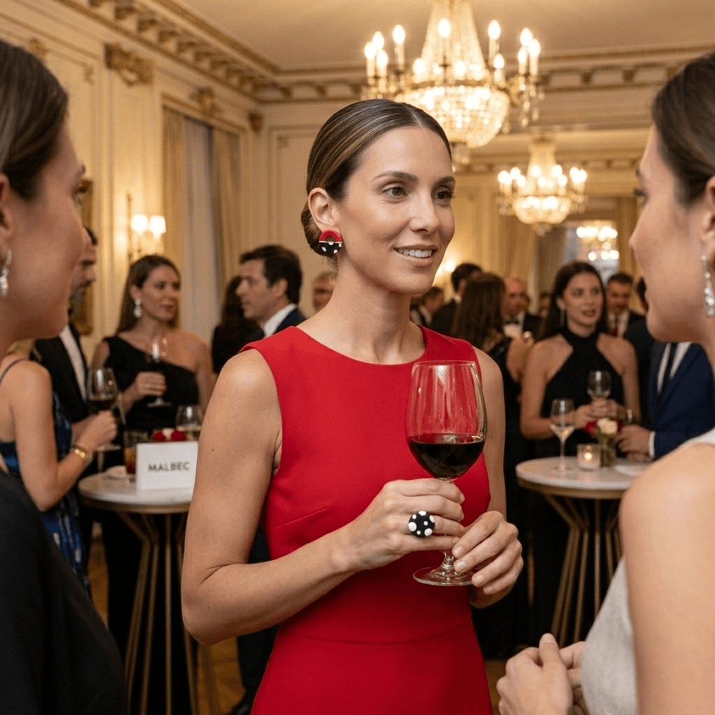 aros y anillo rojo accesorios artesanales mujer